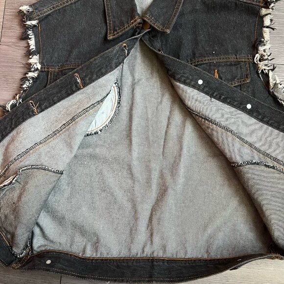 Vintage 90s Mickey & Co. Black Denim Vest Mickey Mouse Biker Rock Disney Size S - Picture 5 of 6